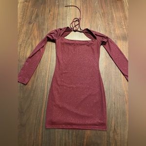 Maroon red, glittery homecoming dress. Worn once. Square neck.